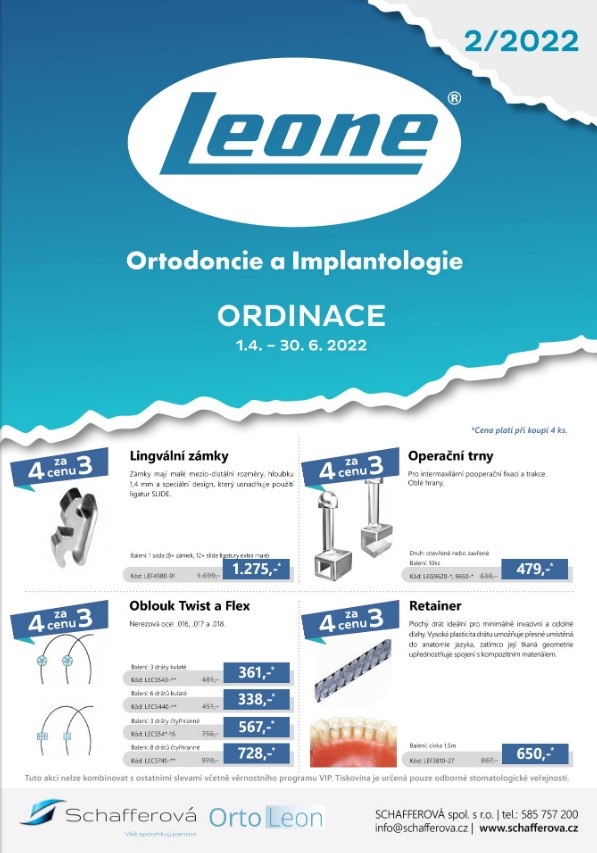 Akční leták Leone - vše pro ortodoncii ordinace - 2. čtvrtletí 2022